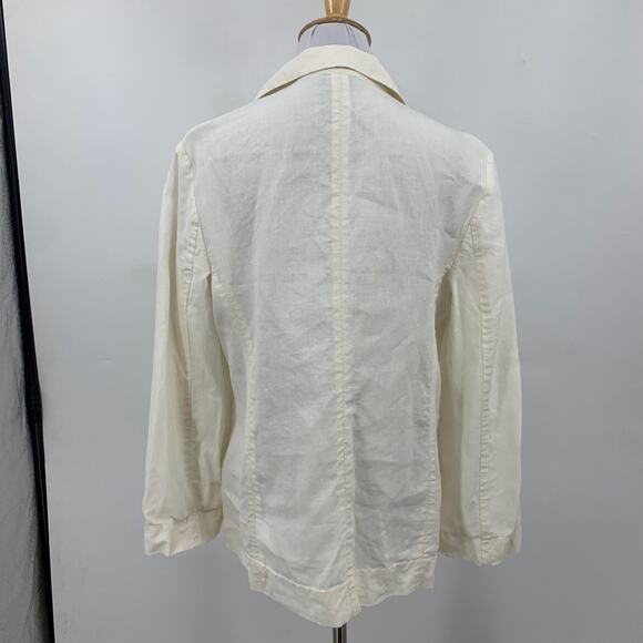 J Jill Blazer Womens S Small Ivory Linen One Button Pockets Lightweight Jacket - Picture 6 of 13